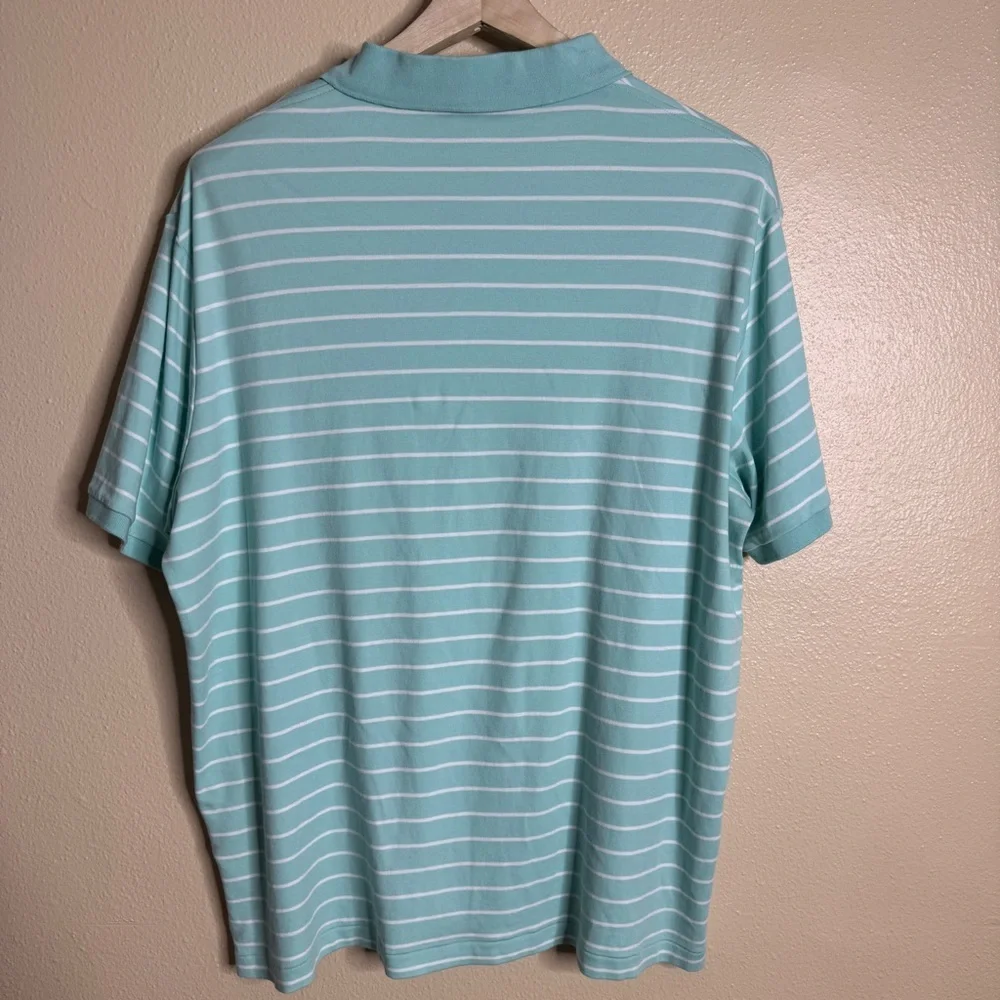 Ralph Lauren Shirt Men's XL Aqua Striped Polo Classic Fit Short Sleeve Soft